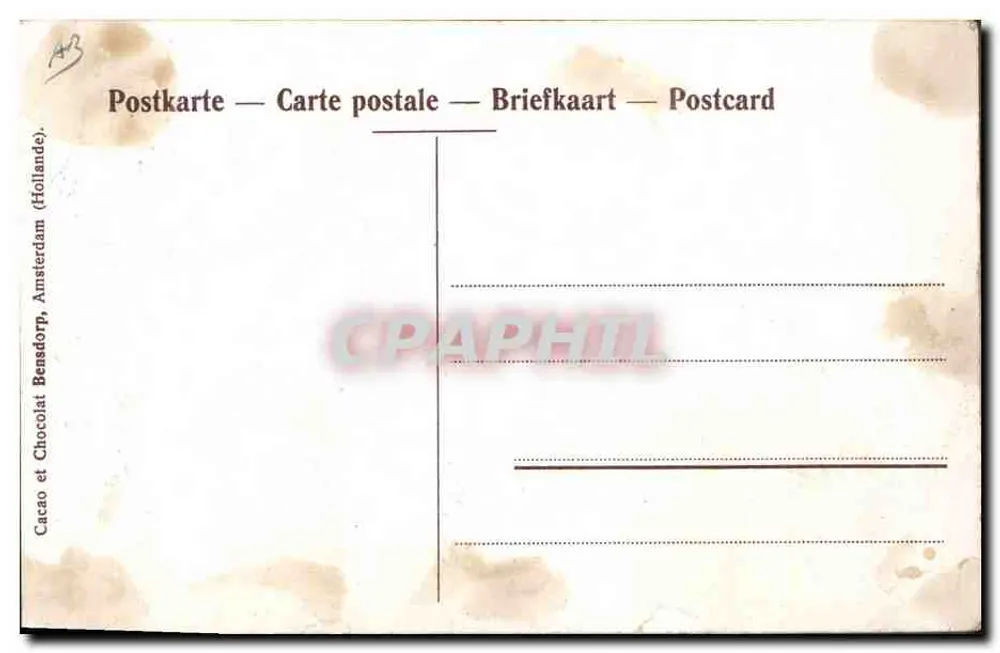Zwei holländische Kinder — Landschaft mit Mühle — Cacao et Chocolat Bensdorp Amsterdam (Holland) - Rückseite