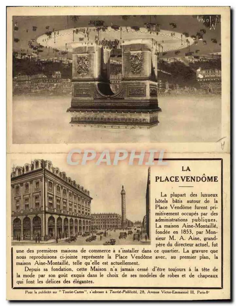 Place Vendôme — Arc de Triomphe de l'Étoile — Tourist-Cartes - Vorderseite