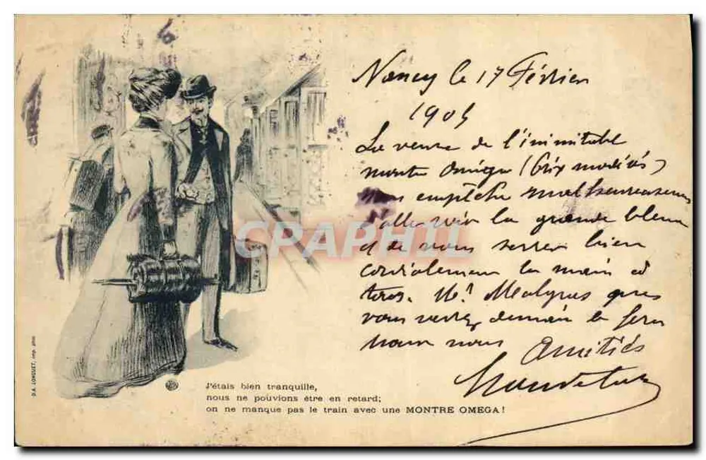 Paar an der Station — Illustration von D.A. LONGUET — Verlag nicht sichtbar - Vorderseite