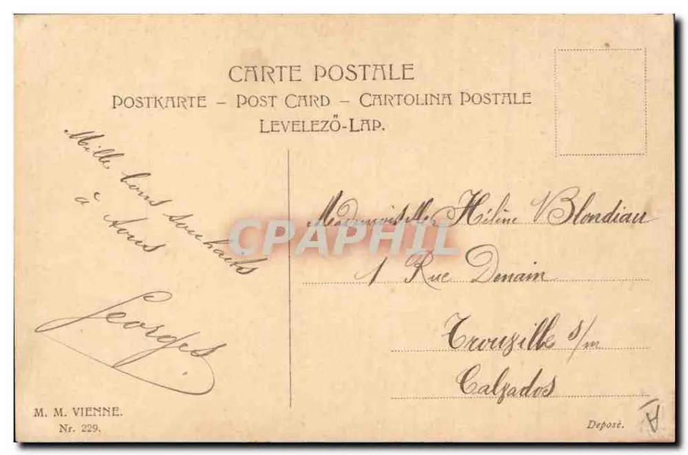 Frauenporträt — Ebereschenblätter — M.M. Vienne, n° 229 - Rückseite