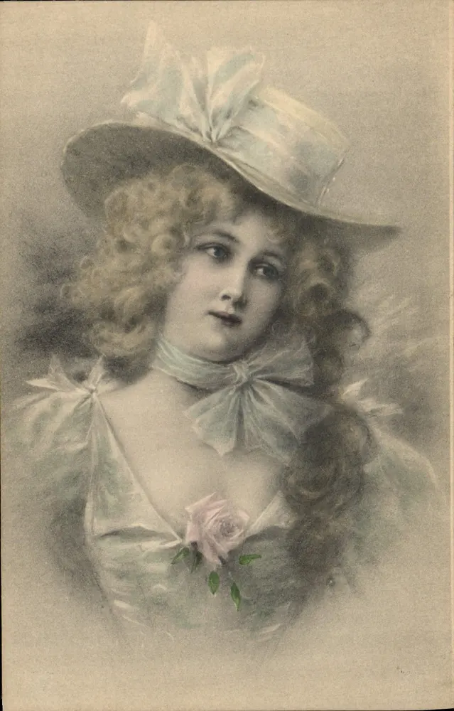 Junge Frau in Hut mit Blumen — Portrait — M. M. Vienne, Nr. 67 - Vorderseite