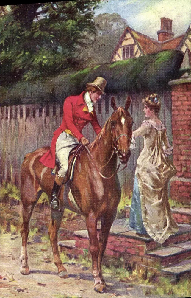 Reiter in Jagduniform und Dame in Abendkleid — Begegnungsszene — M. M. Vienne, Nr. 340 - Vorderseite