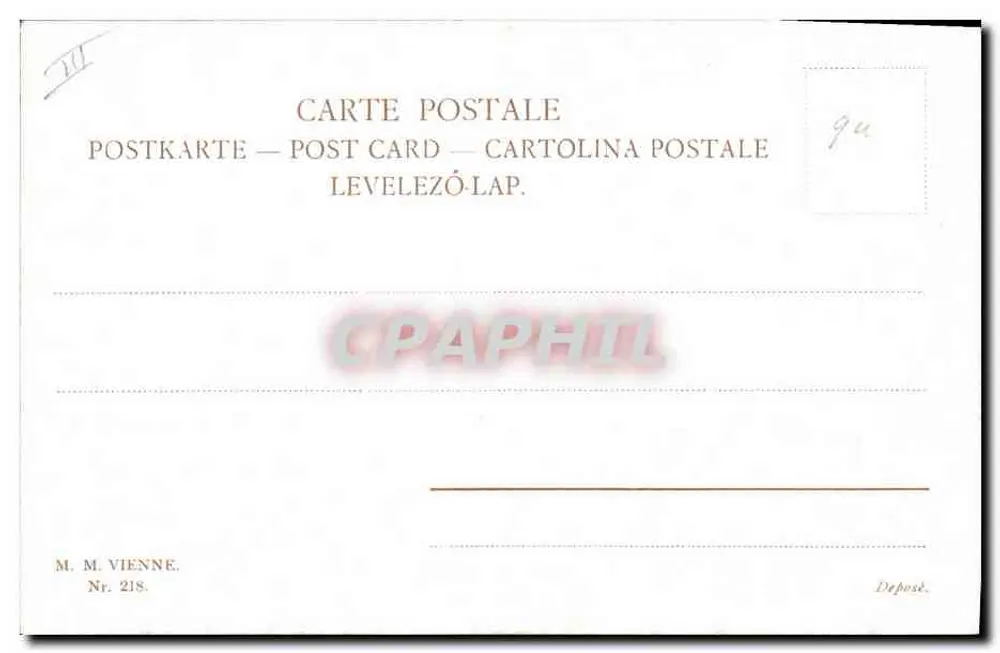 Pferjagd — Landschaftsszene — M. M. Vienne, n° 218 - Rückseite