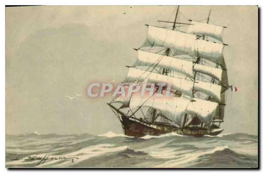 Dreimastiges Segelschiff — Typischer Typ für mittelweite Reisen — Verlag AEC Paris - Vorderseite