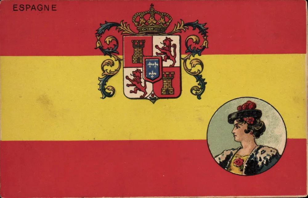 España — bandera y mujer en busto — Magasin Général, Marsella - Anverso