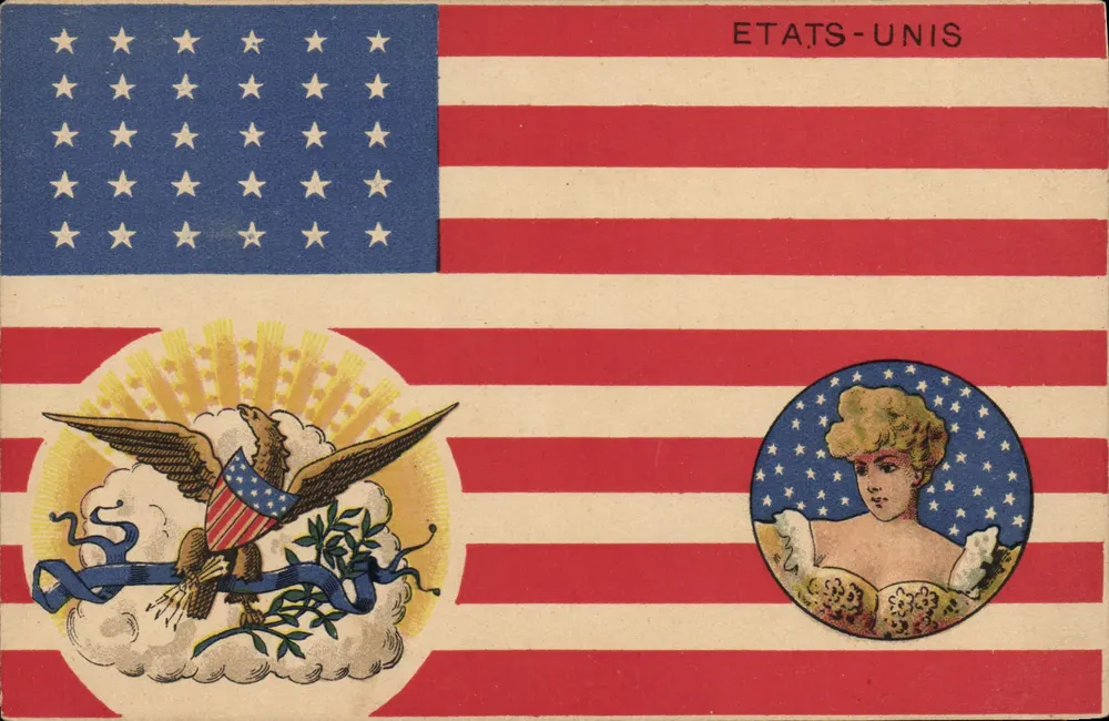 USA — Amerikanische Flagge mit Adler und Frau — Magasin Général, Marseille - Vorderseite