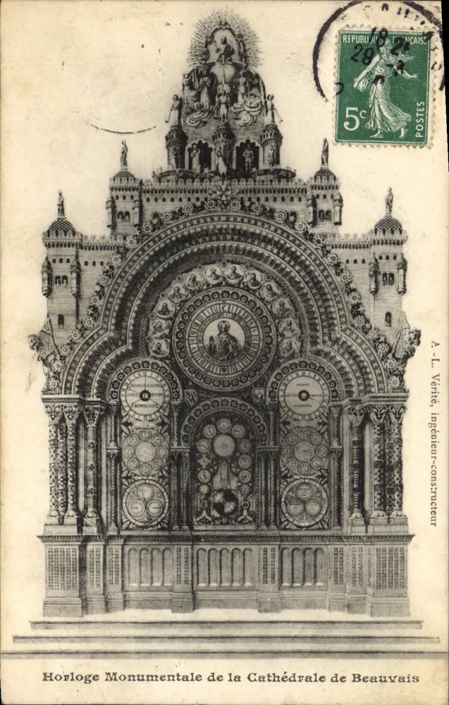 Monumentale Uhr der Kathedrale von Beauvais — A.-L. Vérité, Ingenieur-Bauherr — unbekannte Ausgabe - Vorderseite