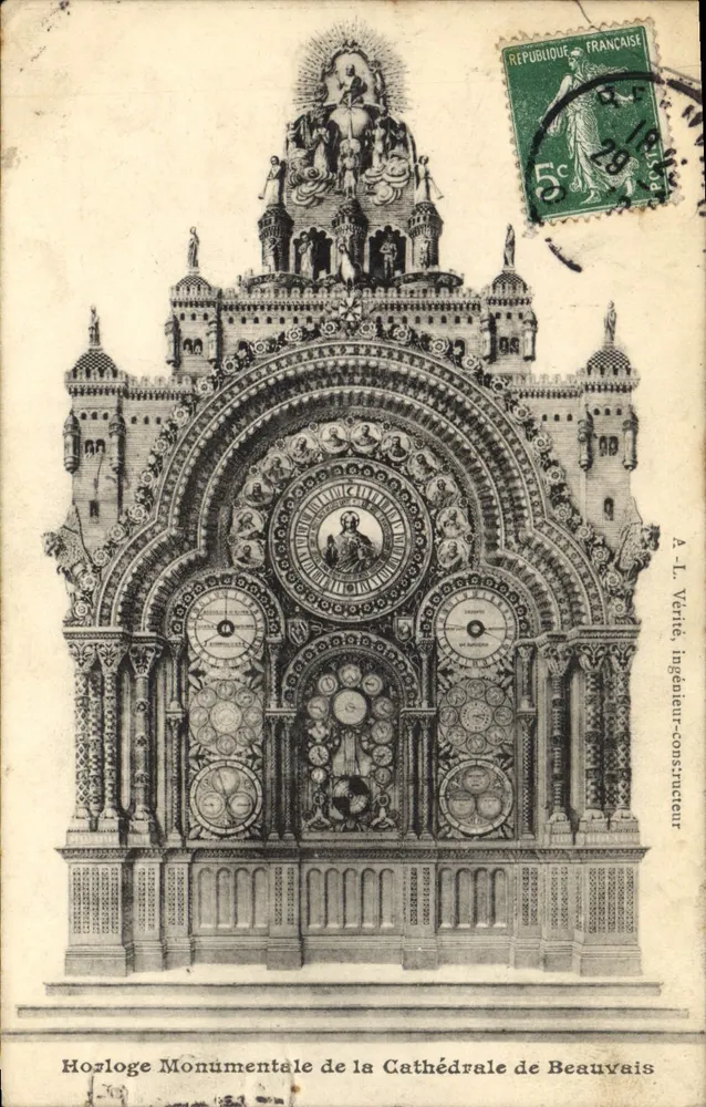 Monumentale Uhr der Kathedrale von Beauvais — A. L. Vérité, Bauingenieur - Vorderseite