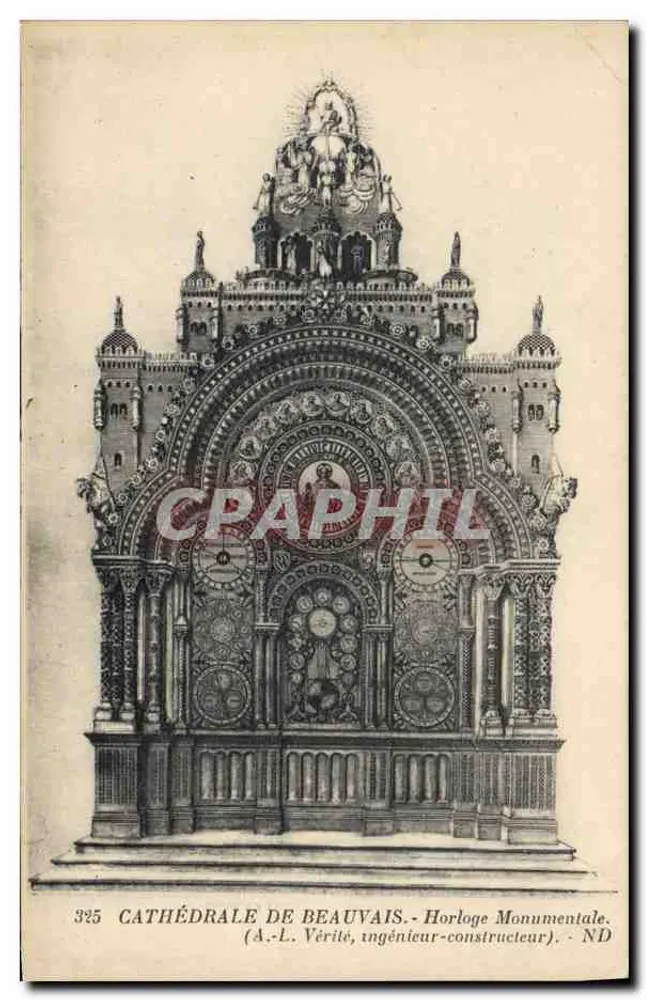 Kathedrale von Beauvais — Monumentale Uhr — A.-L. Vérité, Ingenieur-Bauherr - Vorderseite