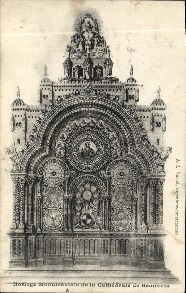 Monumentale Uhr der Kathedrale von Beauvais — A. L. Vérité, Ingenieur-Bauherr - Vorderseite