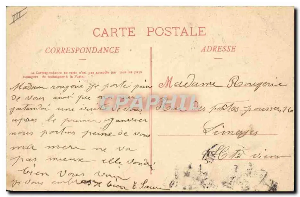 Pequena Filousa Limousina — Prosper Billot, fot.-edit., Limoges — n°4 - Verso