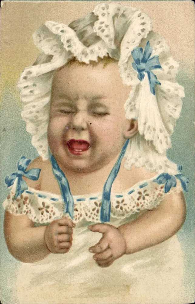 Bebé llorando — ilustración coloreada — editor no visible - Anverso