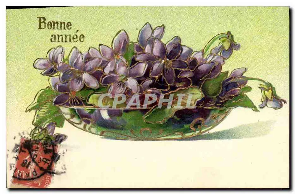 Violets em um pote — Boa Ano — editor desconhecido - Frente