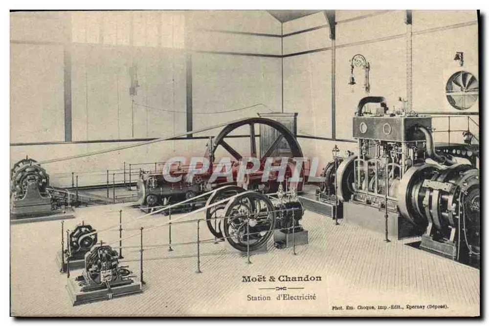 Elektrizitätsstation — Moët & Chandon — Foto. Em. Choque, Verlag. Spernay (Deposited) - Vorderseite