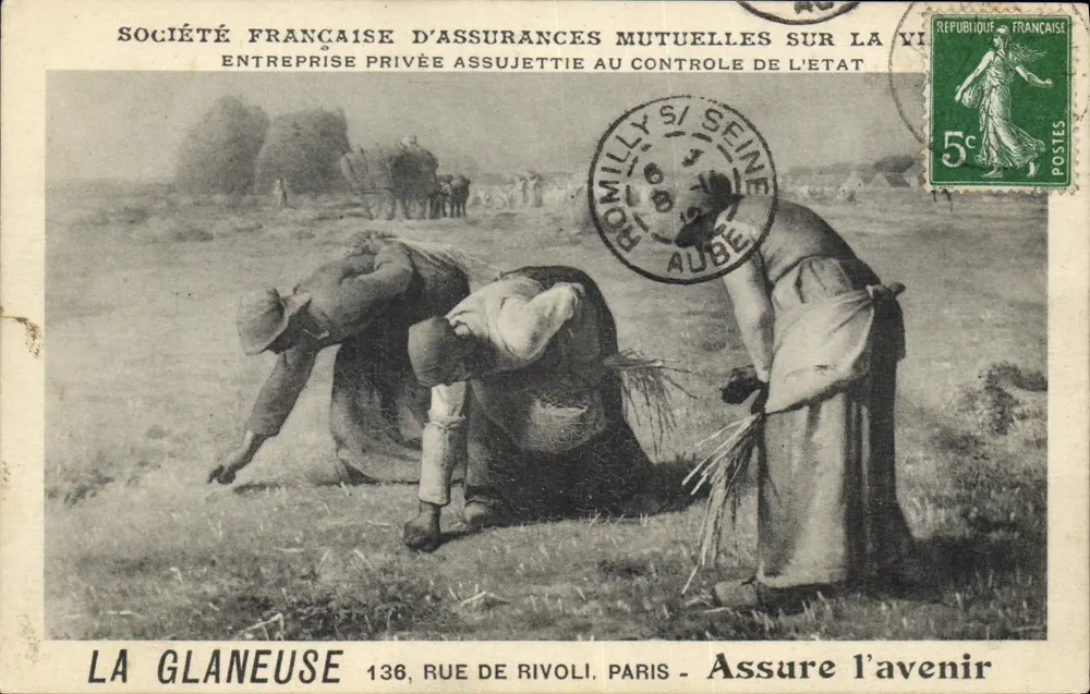 Die Gleanerin — Französische Genossenschaftsversicherungsgesellschaft auf der VI — Verlag La Glaneuse, 136 Rue de Rivoli, Paris - Vorderseite