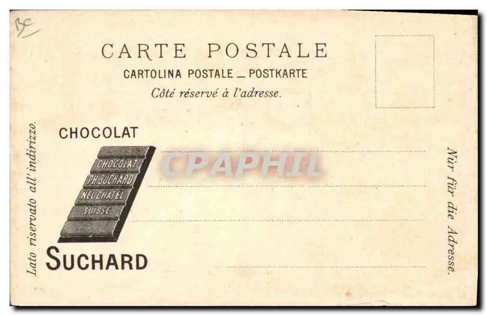 Scène agricole à Orléans — fermier au blé et bergère avec moutons — éditeur Chocolat Suchard - Verso