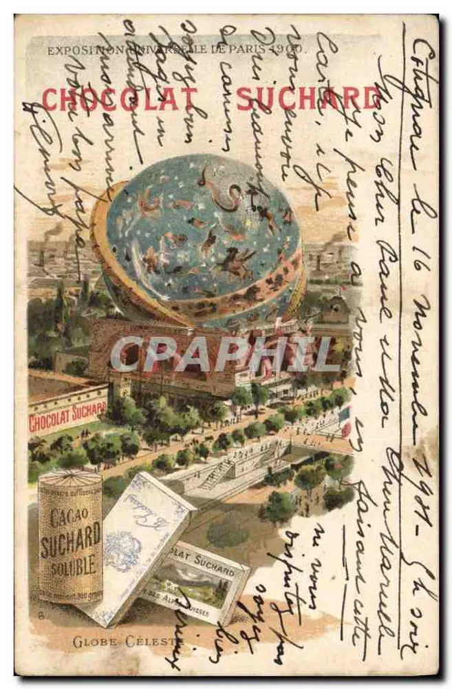 Weltausstellung Paris 1900 — Himmelskugel — Chocolat Suchard - Vorderseite