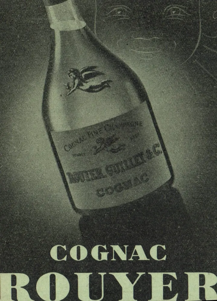 Garrafa de Cognac Rouyery — Publicidade — Editor não visível - Frente