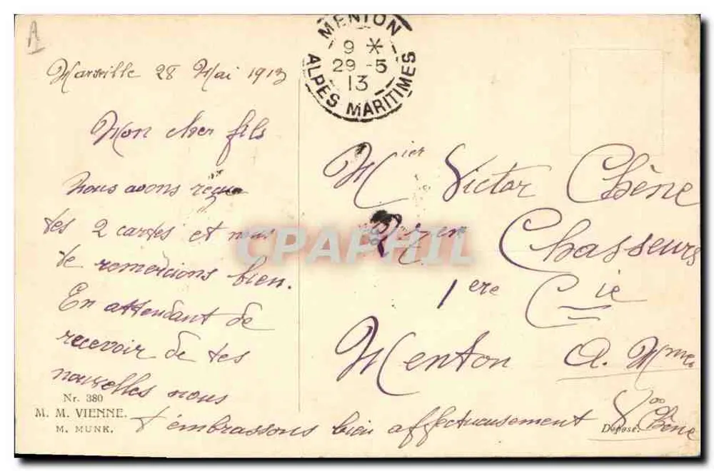 Junge Frau mit Hut aus Federn — Verlag M. MUNK, Nr. 380 - Rückseite