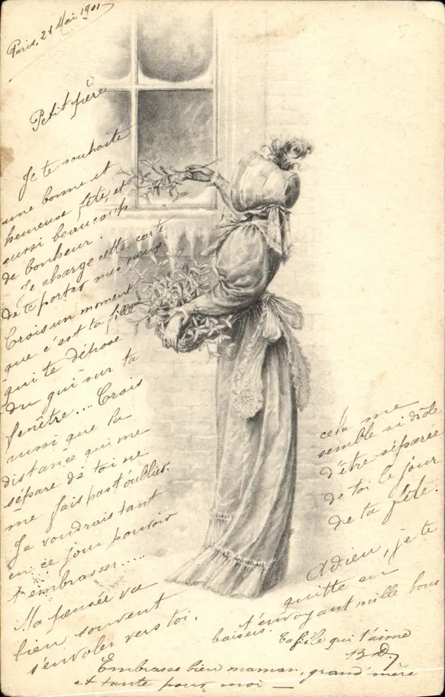 Frau am Fenster — Paris, 23. Mai 1901 — M. M. VIERNE - Vorderseite