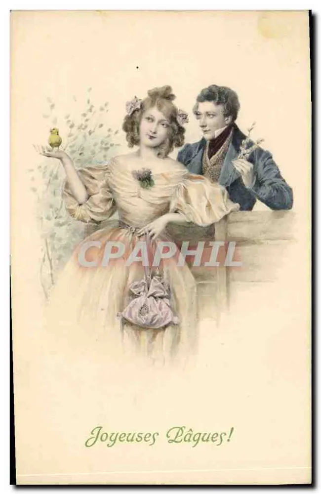 Junge Liebende mit einem Vogel — Joyeuses Lâques! — M. N. VERNET, Nr. 503 - Vorderseite