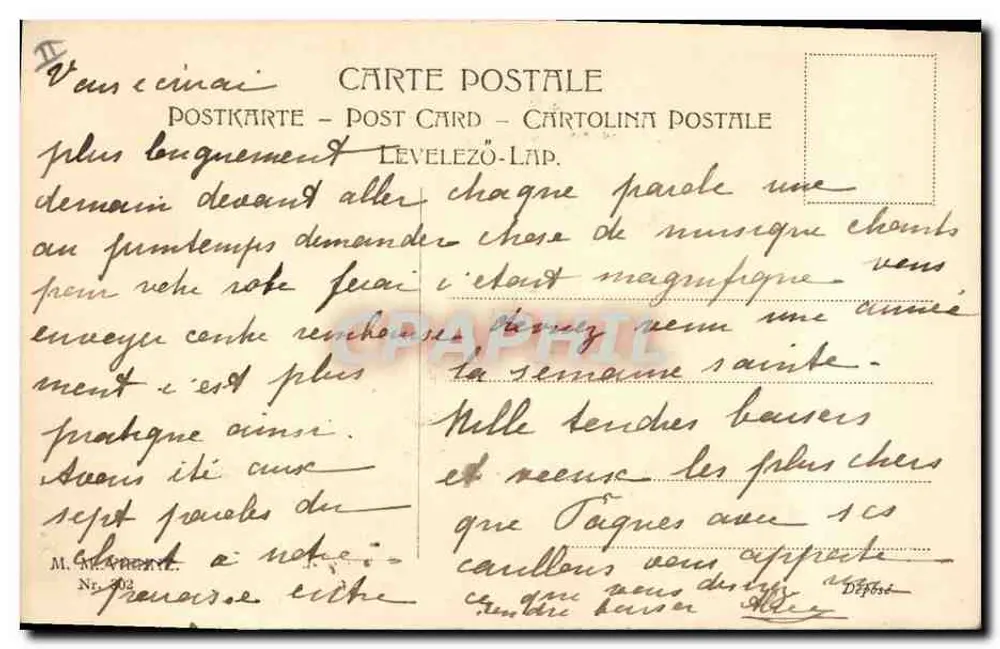 Junge Liebende mit einem Vogel — Joyeuses Lâques! — M. N. VERNET, Nr. 503 - Rückseite