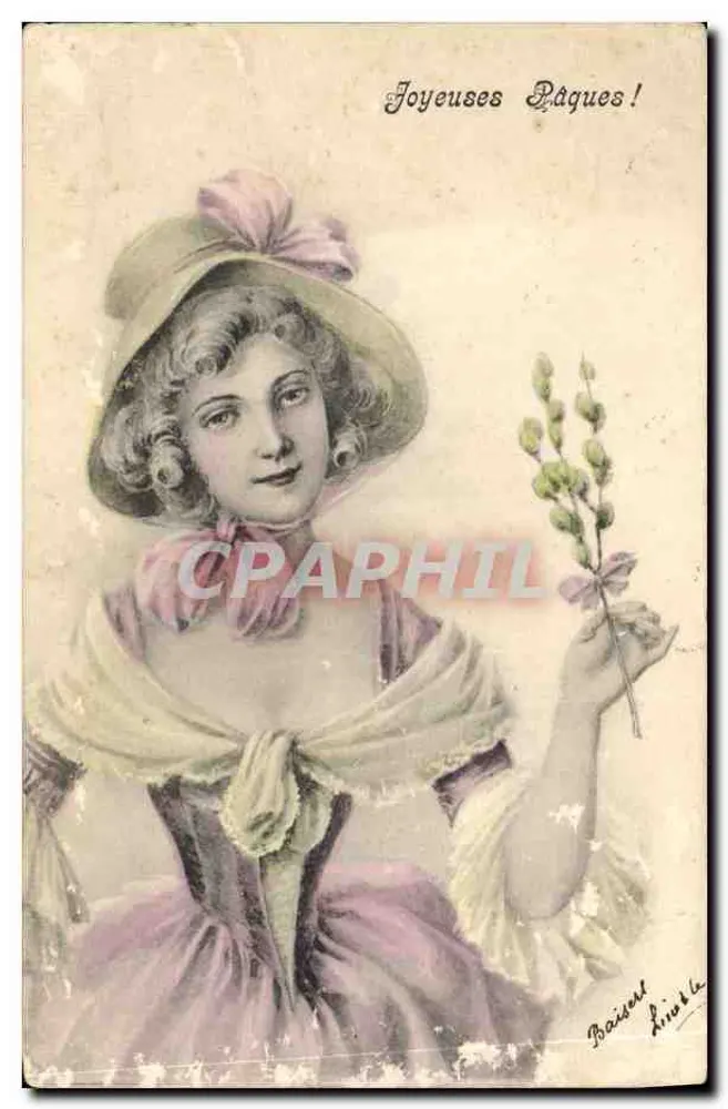 Junge Frau im Osterkostüm — Frohe Ostern! — Baier & Fils, Nr. 103 - Vorderseite