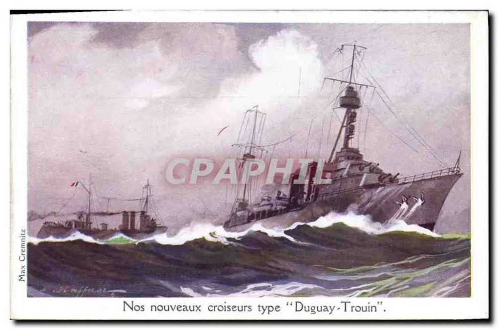 Unsere neuen Kreuzer vom Typ "Duguay-Trouin" — Illustration von Max Cremnitz — Maritime- und Kolonialverein - Vorderseite