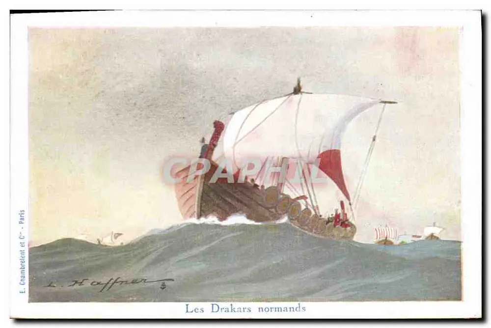 Os Drakars normandos — ilustração de L. Haffner — E. Chambrelent et C° - Paris - Frente