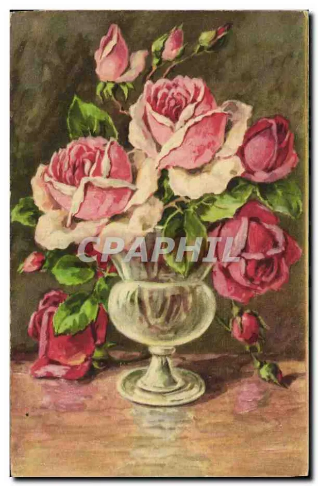 Bouquet van rozen — in een hoge vaas — uitgever J.P. Paris, n° 123 - Voorkant