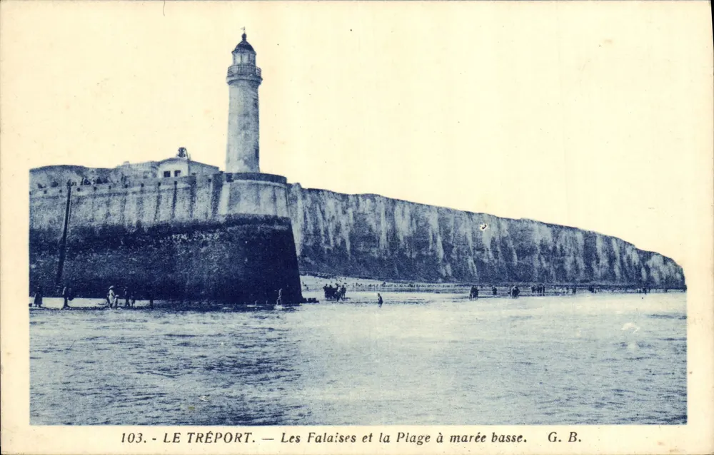 Le Tréport — Die Klippen und die Strände bei Ebbe — G. B. - Vorderseite