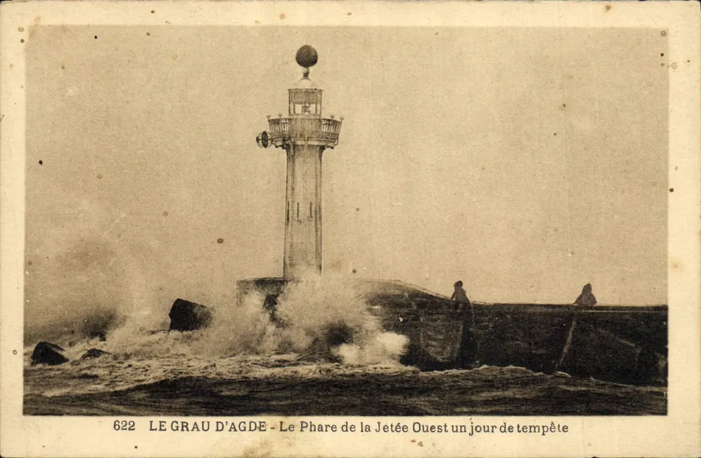 Le Grau d'Agde — Der Leuchtturm der Westmole an einem stürmischen Tag — unbekannter Verlag, Nr. 622 - Vorderseite