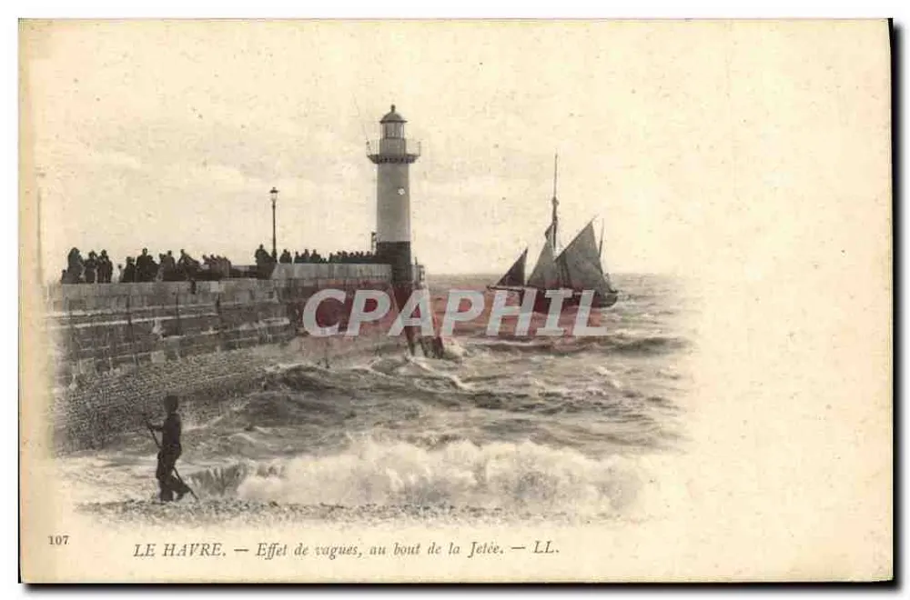 Le Havre — Effekt der Wellen am Ende der Mole — LL, Nr. 107 - Vorderseite