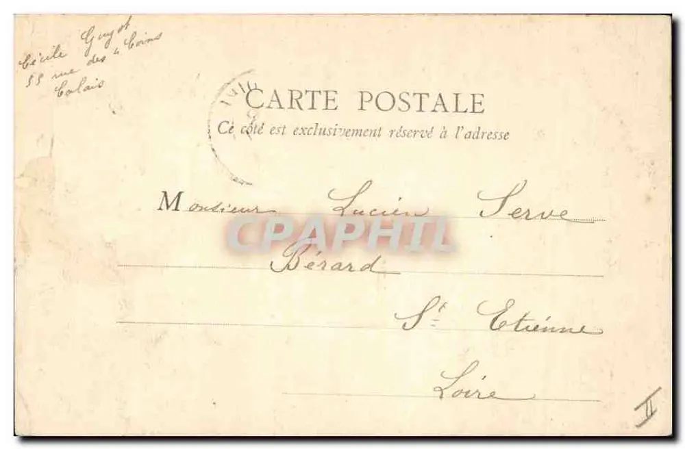 Calais — Le Phare — éditeur B.F. Paris, n° de série non visible - Verso