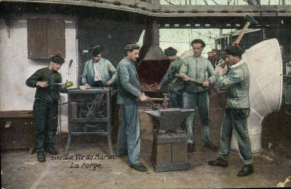 La Forge — scène de travail dans une forge maritime — La Vie du Marin, n° 2687 - Vorderseite