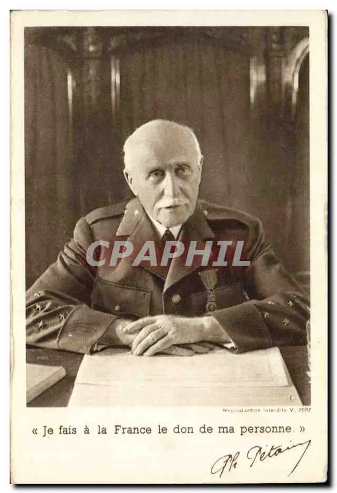 Philippe Pétain — portrait en uniforme avec citation — éditeur E. Deschasse, Paris, n° V.2097 - Frente