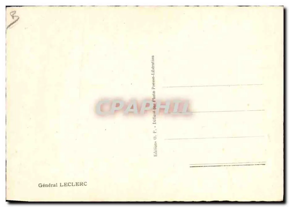 Geral Leclerc — Partida de tropas — Edições O.P. - Distribuído por Photo-Presse-Libération - Verso