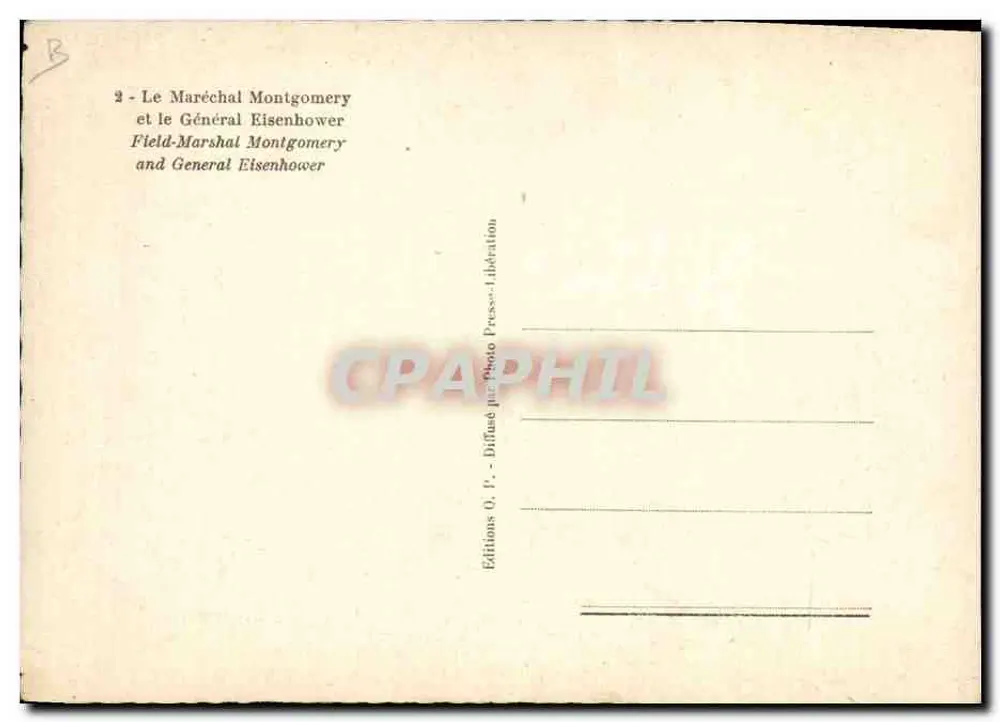 O Marechal Montgomery e o Geral Eisenhower — Edições Photo-Press-Liberação - Verso