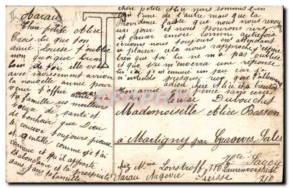 Petite fille devant une horloge — scène de vœux pour l'année nouvelle — éditeur : 'Weiss' (imprimé en haut à droite) - Verso