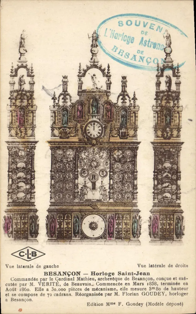 Besançon — Relógio de São João — Vista lateral — Edição Mme F. Goudey - Frente