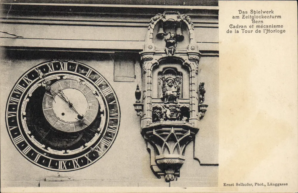 Zifferblatt und Mechanismus der Uhrturm — Bern — Ernst Selhofer, Länggasse - Vorderseite
