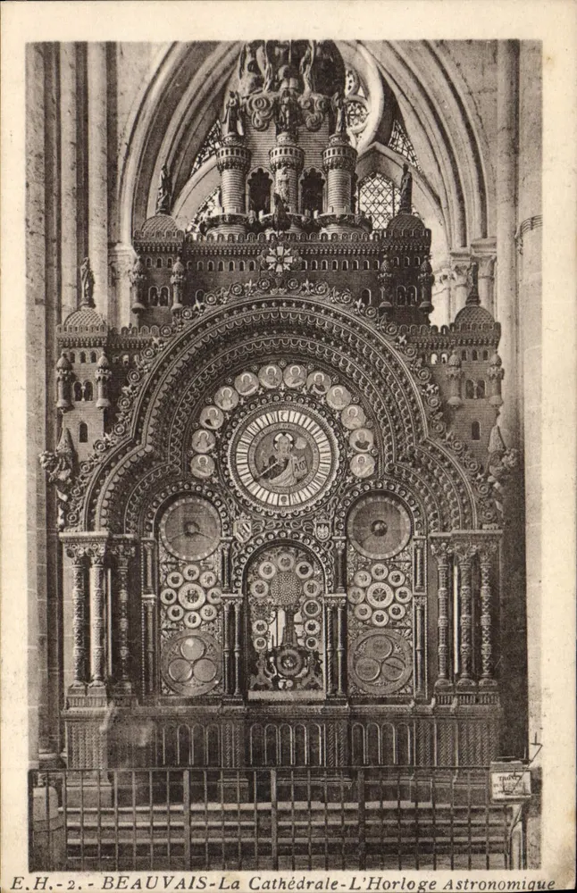 Beauvais - Die Kathedrale - Die astronomische Uhr — E.H.-2 — Edition E. Harmignies, 69, Rue Saint-Martin, Paris - Vorderseite