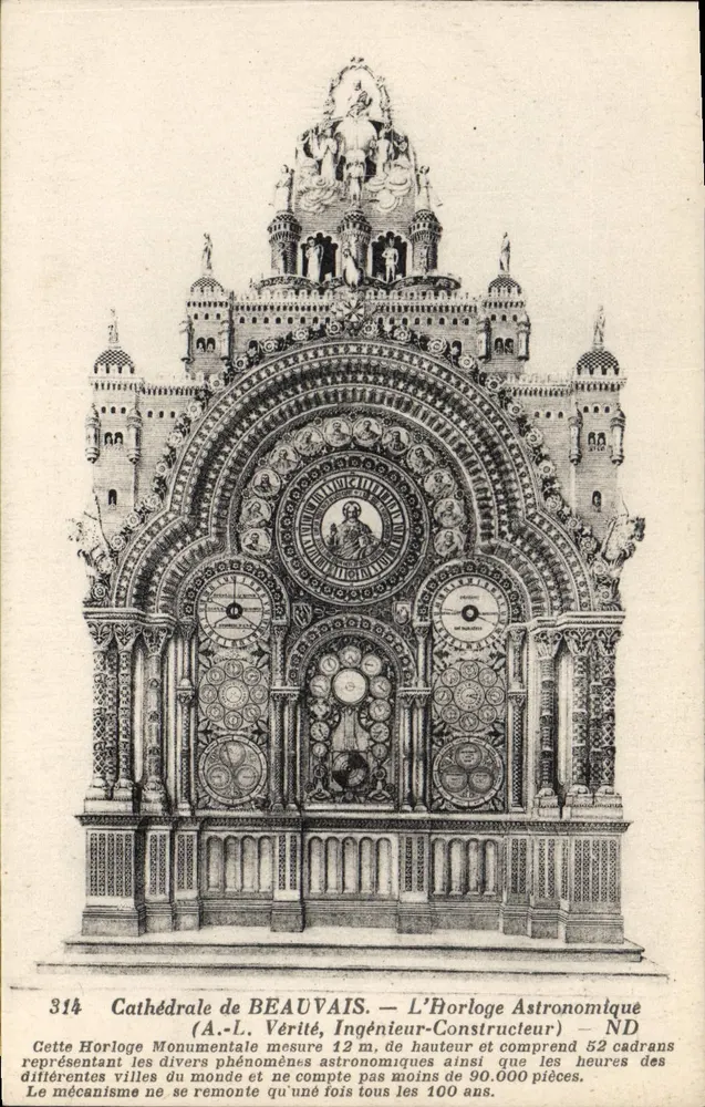 Kathedrale von BEAUVAIS — Die Astronomische Uhr — (A.-L. Vérité, Ingenieur-Constructor) — N° 314 - Vorderseite