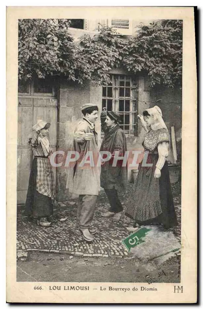 Lou Limousi — Scène de rue avec quatre personnages — éditeur HM, n° 666 - Frente