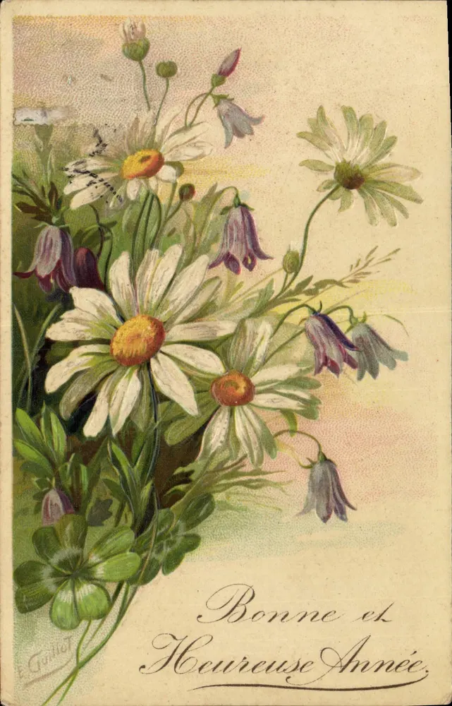 Flores de primavera — Boa e Feliz Ano — E. Guillot - Frente