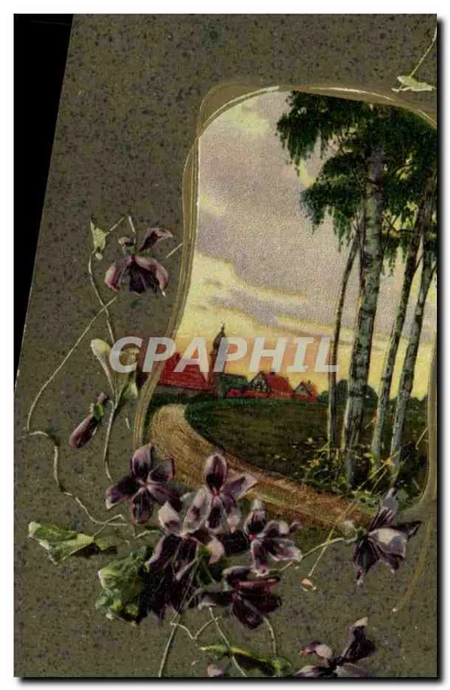 Paisagem rural com caminho e bétulas — União Postal Universal — n° 4517 - Frente