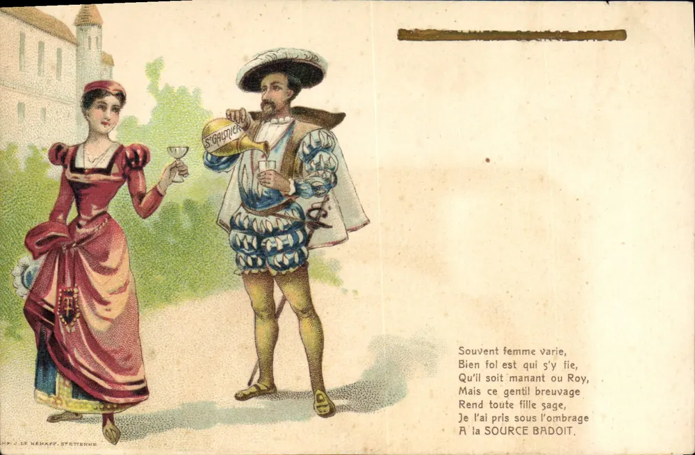 Cena de pátio com servo — editor J. Le Néday Stettienne, número de série não visível - Frente