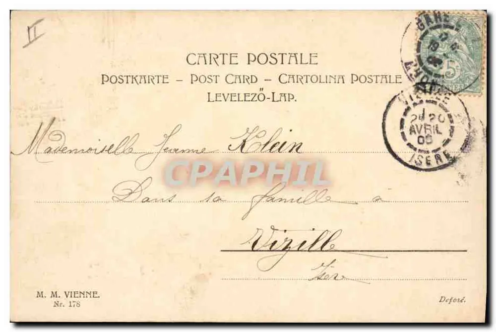 Frau und Hasen — Ostern — Verlag M. M. Vienne, Nr. 178 - Rückseite