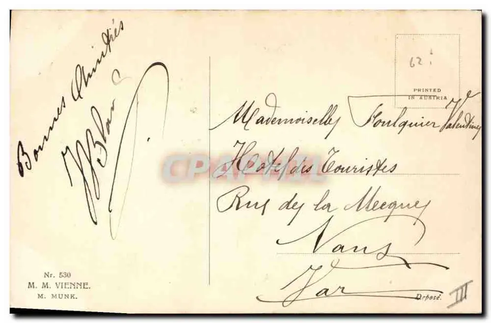 Junge Frau in blauer Robe mit einem Strauß von Disteln — Verlag M. M. MUNK, Nr. 530 - Rückseite