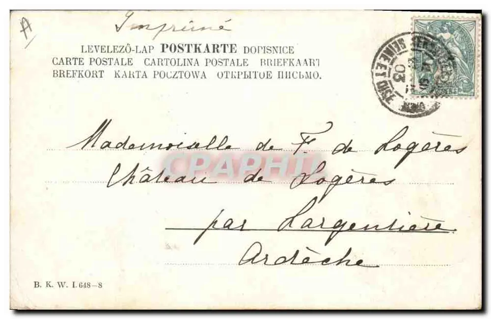 Crianças em círculo em um campo — Largentière, Ardèche — Carta postal impressa - Verso